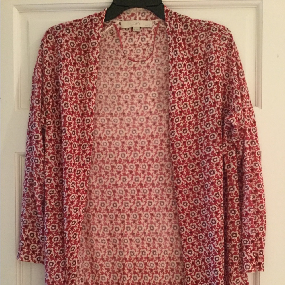 LOFT Floral Long Cardigan